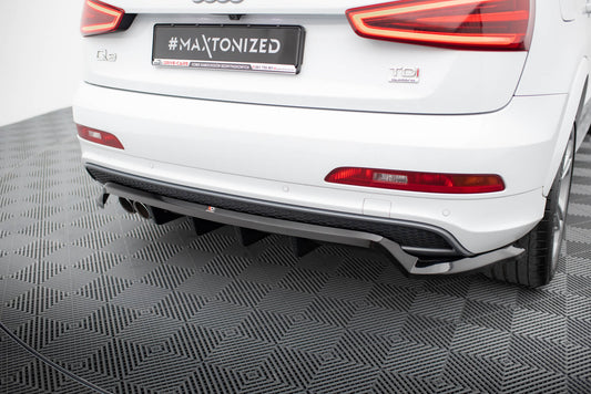 Mittlerer Cup Diffusor DTM Look Heck Ansatz für Audi Q3 S-line 8U schwarz Hochglanz