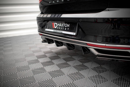 Diffusor Heck Ansatz für VW Passat B8 Facelift schwarz Hochglanz