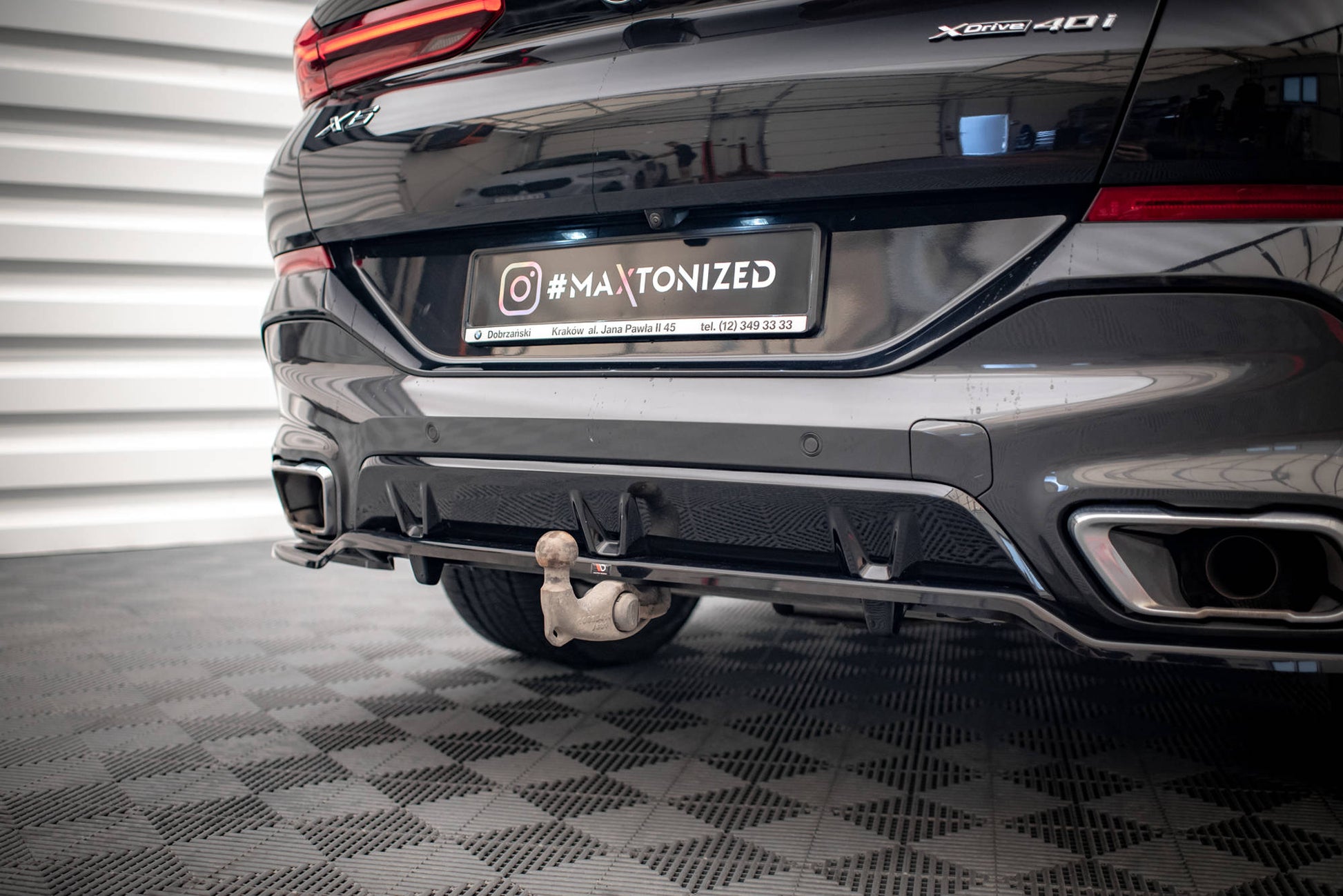 Mittlerer Cup Diffusor DTM Look Heck Ansatz für V.3 BMW X6 M-Paket G06 schwarz Hochglanz