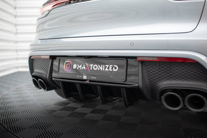 Diffusor Heck Ansatz für Porsche Macan Mk1 Facelift 2 schwarz Hochglanz