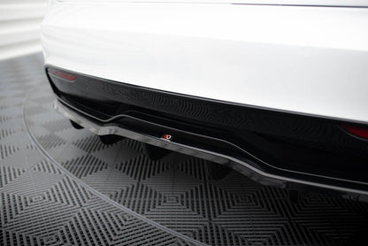 Mittlerer Cup Diffusor DTM Look Heck Ansatz V.2 für Tesla Model S Plaid Mk1 Facelift schwarz Hochglanz