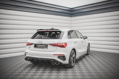 Diffusor Heck Ansatz für Audi S3 Sportback 8Y schwarz Hochglanz