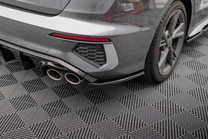 Heck Ansatz Flaps Diffusor V.2 für Audi S3 Limousine 8Y schwarz Hochglanz