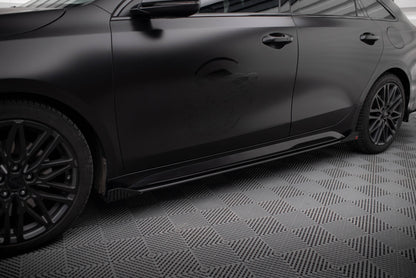 Street Pro Seitenschweller Ansatz + Flaps für Kia Proceed GT / GT-Line Mk1 Facelift / Ceed GT Mk3 Facelift  schwarz Hochglanz