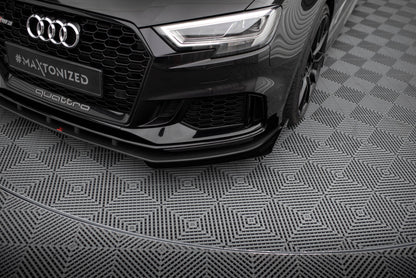 Street Pro Front Ansatz für + Flaps für V.1 + Flaps Audi RS3 Limousine 8V Facelift schwarz Hochglanz