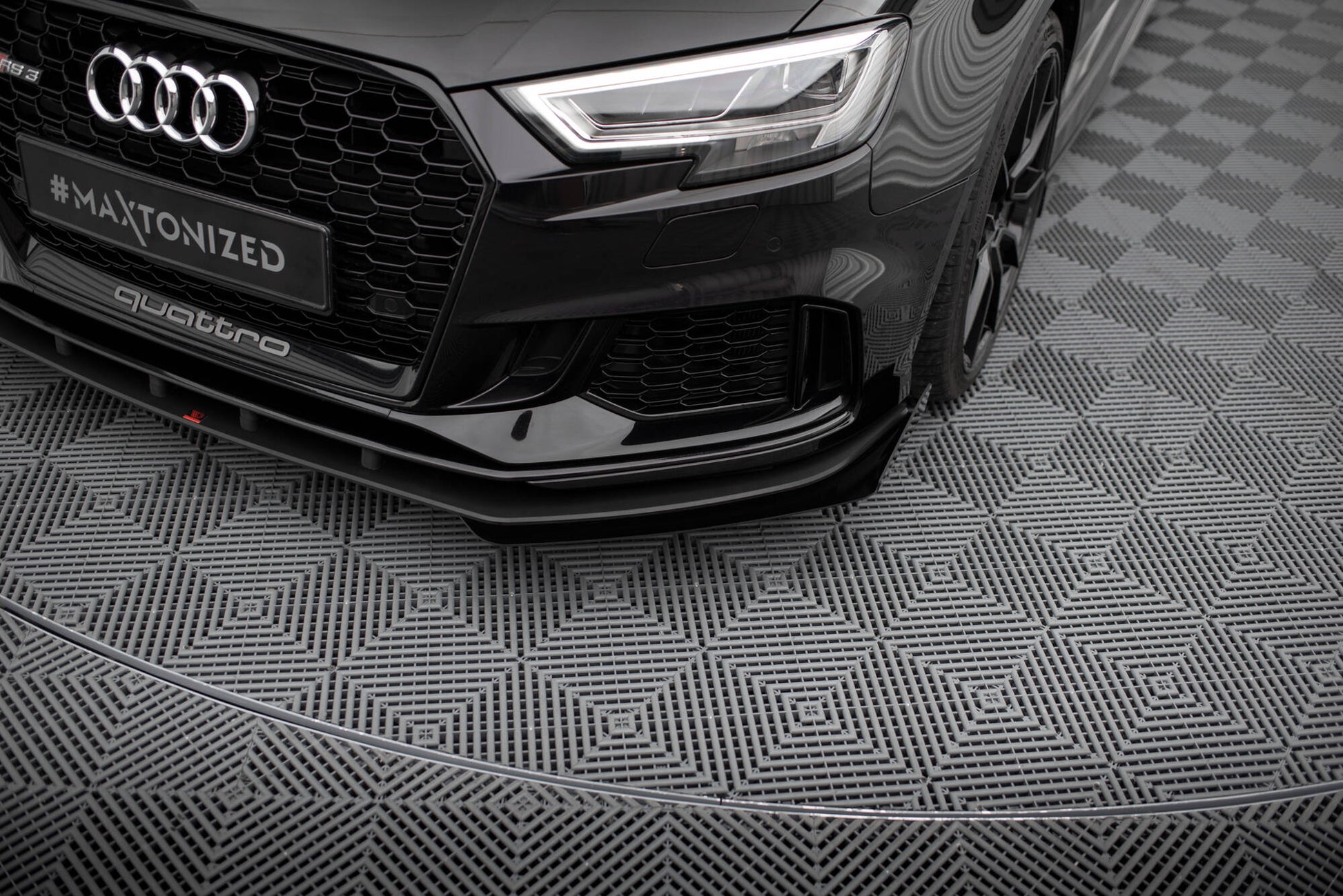 Street Pro Front Ansatz für +Flaps für V.1 + Flaps Audi RS3 Limousine 8V Facelift schwarz Hochglanz