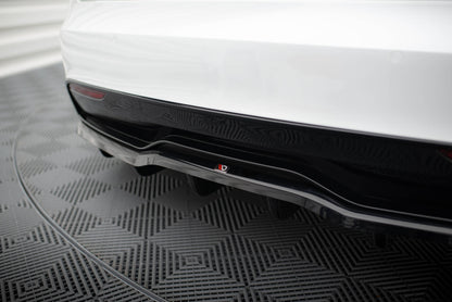 Mittlerer Cup Diffusor DTM Look Heck Ansatz für V.1 Tesla Model S Plaid Mk1 Facelift schwarz Hochglanz