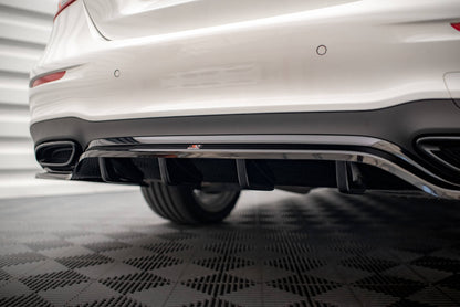 Mittlerer Cup Diffusor DTM Look Heck Ansatz für Mercedes-Benz E AMG-Line Limousine W213 Facelift schwarz Hochglanz