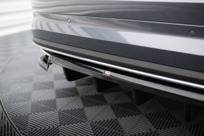 Mittlerer Cup Diffusor DTM Look Heck Ansatz für Skoda Kodiaq Sportline Mk1 / Mk1 Facelift schwarz Hochglanz