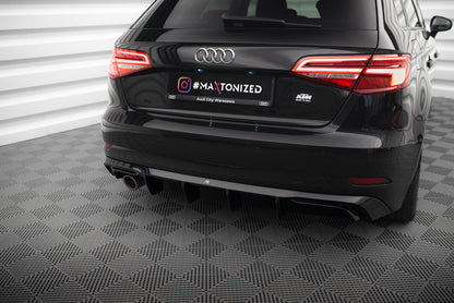 Diffusor Heck Ansatz für Audi A3 Sportback 8V Facelift (Einzelauspuff li.rohr)
