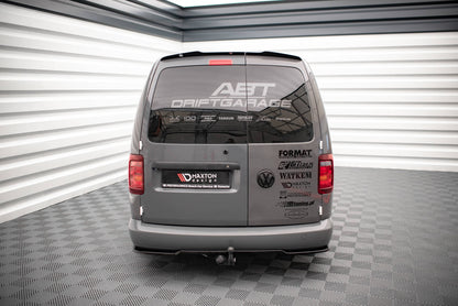 Mittlerer Diffusor Heck Ansatz für Volkswagen Caddy Long Mk3 Facelift schwarz matt