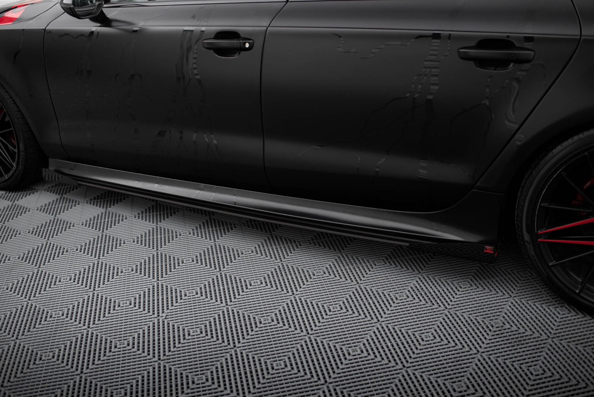 Street Pro Seitenschweller Ansatz für + Flaps Audi A7 RS7 Look C7 schwarz Hochglanz