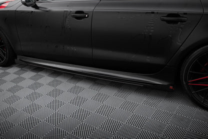 Street Pro Seitenschweller Ansatz für + Flaps Audi A7 RS7 Look C7 schwarz Hochglanz