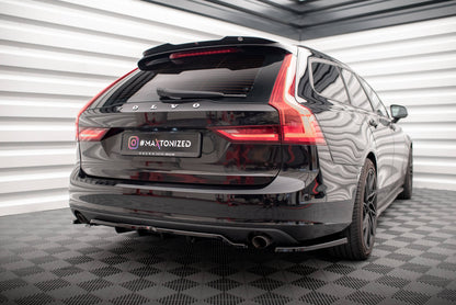 Mittlerer Cup Diffusor DTM Look Heck Ansatz V.2 für Volvo V90 Mk2 schwarz Hochglanz
