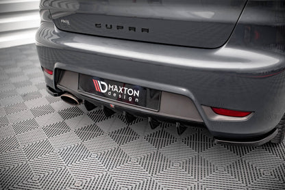 Diffusor Heck Ansatz für Seat Ibiza Cupra Mk3 schwarz Hochglanz