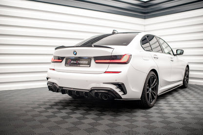 Diffusor Heck Ansatz für BMW 3er M-Paket G20 / G21 (Passend für Fahrzeuge mit Anhängerkupplung) schwarz Hochglanz