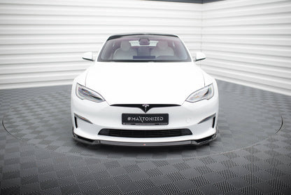 Front Ansatz V.2 für Tesla Model S Plaid Mk1 Facelift schwarz Hochglanz