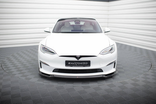 Front Ansatz V.2 für Tesla Model S Plaid Mk1 Facelift schwarz Hochglanz