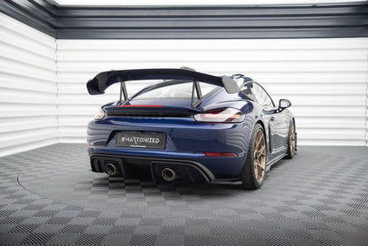 Heck Ansatz Flaps Diffusor für Porsche 718 Cayman GT4 RS 982c schwarz Hochglanz