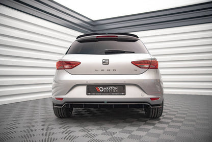 Mittlerer Cup Diffusor DTM Look Heck Ansatz für Seat Leon Hatchback Mk3 schwarz Hochglanz