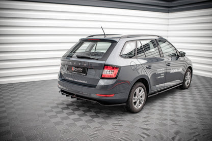 Mittlerer Diffusor Heck Ansatz DTM Look für Skoda Fabia Combi Mk3 Facelift schwarz matt