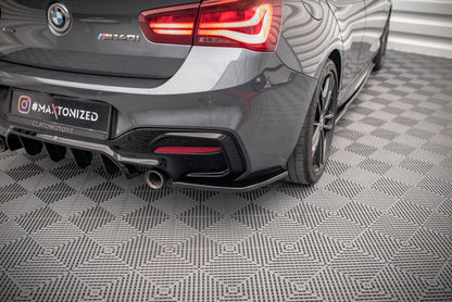 Heck Ansatz Flaps Diffusor für BMW 1er F20 Facelift M-power schwarz Hochglanz