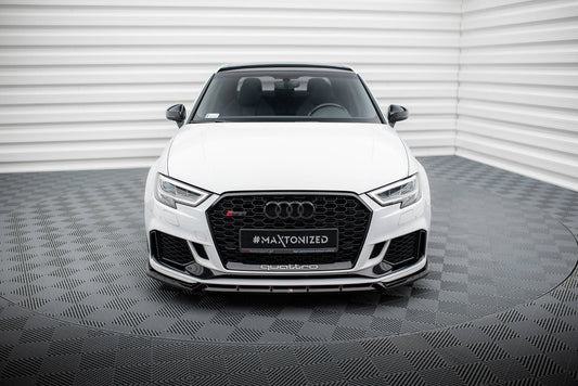 Front Ansatz V.3 für Audi RS3 Limousine 8V Facelift schwarz Hochglanz