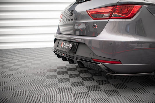 Diffusor Heck Ansatz für Seat Leon FR Sportstourer Mk3 schwarz Hochglanz