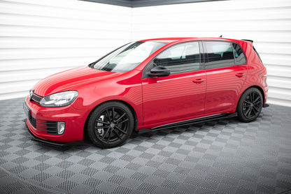 Robuste Racing Seitenschweller Ansatz für für + Flaps Volkswagen Golf GTI Mk6  schwarz Hochglanz
