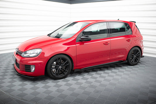 Robuste Racing Seitenschweller Ansatz für für + Flaps Volkswagen Golf GTI Mk6  schwarz Hochglanz