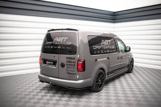 Mittlerer Diffusor Heck Ansatz für Volkswagen Caddy Long Mk3 Facelift schwarz matt