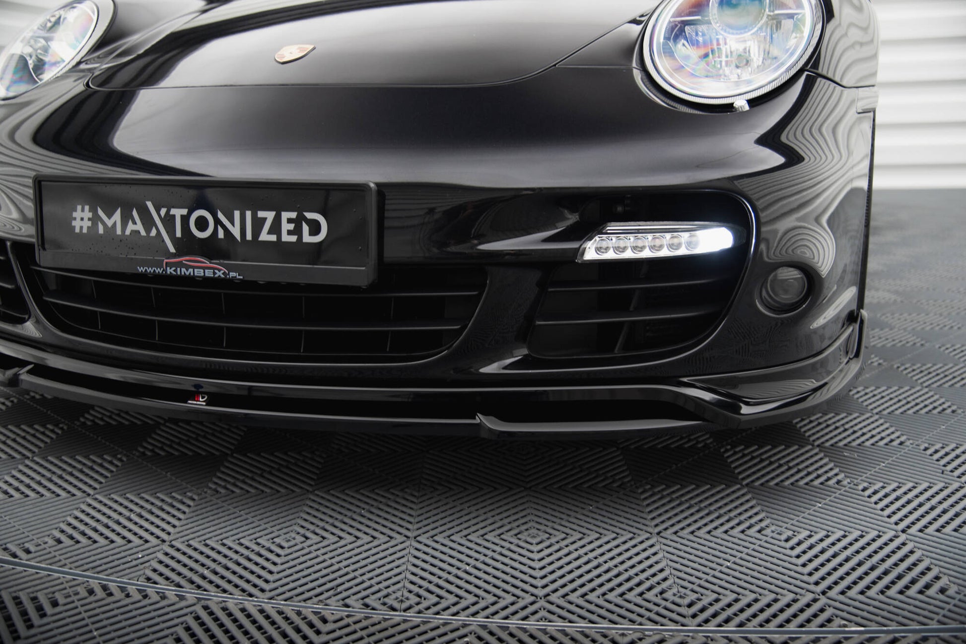 Front Ansatz für Porsche 911 Turbo 997 schwarz Hochglanz