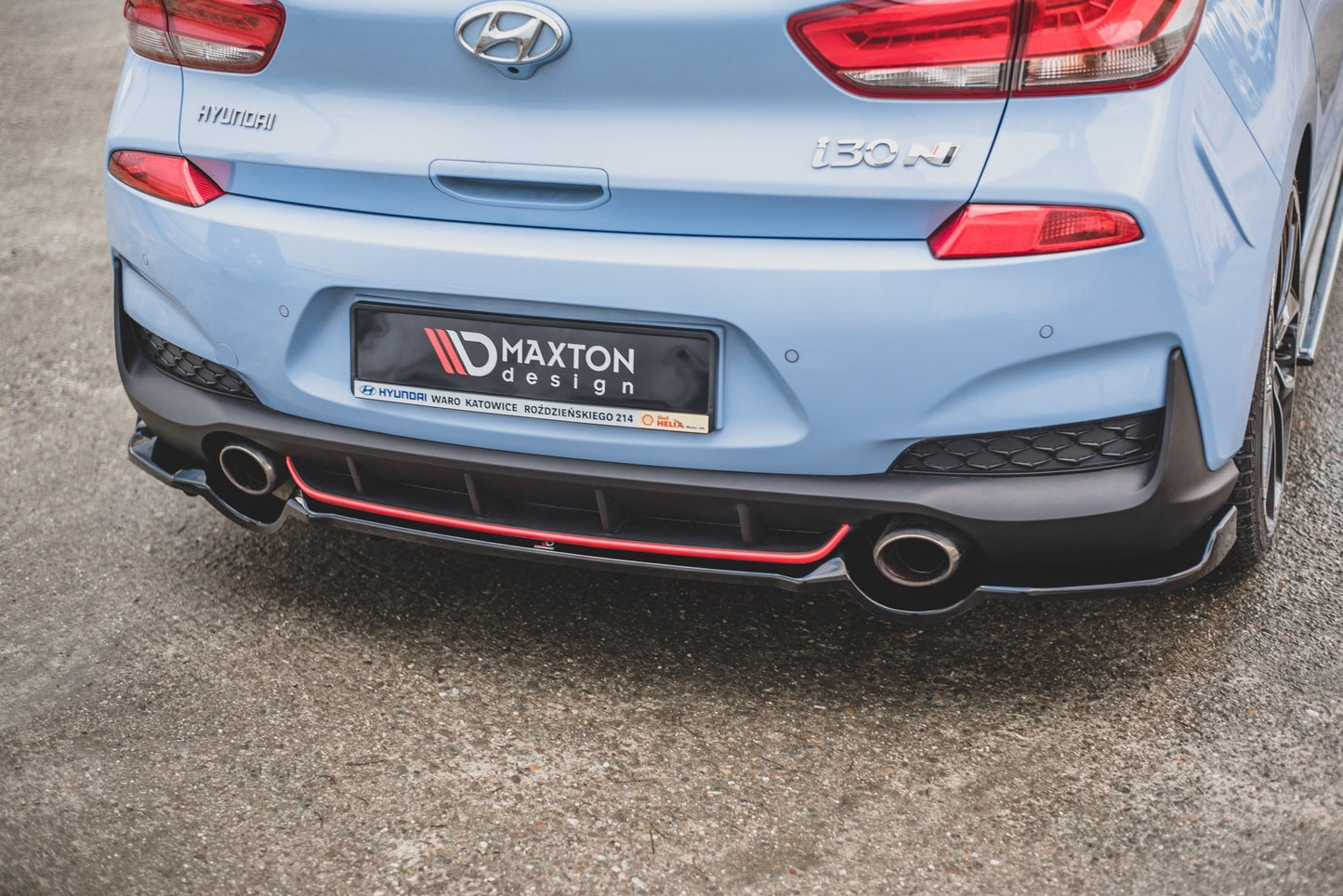 Mittlerer Cup Diffusor DTM Look Heck Ansatz für Hyundai I30 N Mk3 Hatchback schwarz Hochglanz