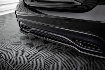 Mittlerer Cup Diffusor DTM Look Heck Ansatz für Mercedes-Benz A AMG-Line W176 Facelif schwarz Hochglanz