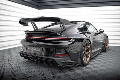 Heck Ansatz Flaps Diffusor für Porsche 911 992 GT3 schwarz Hochglanz