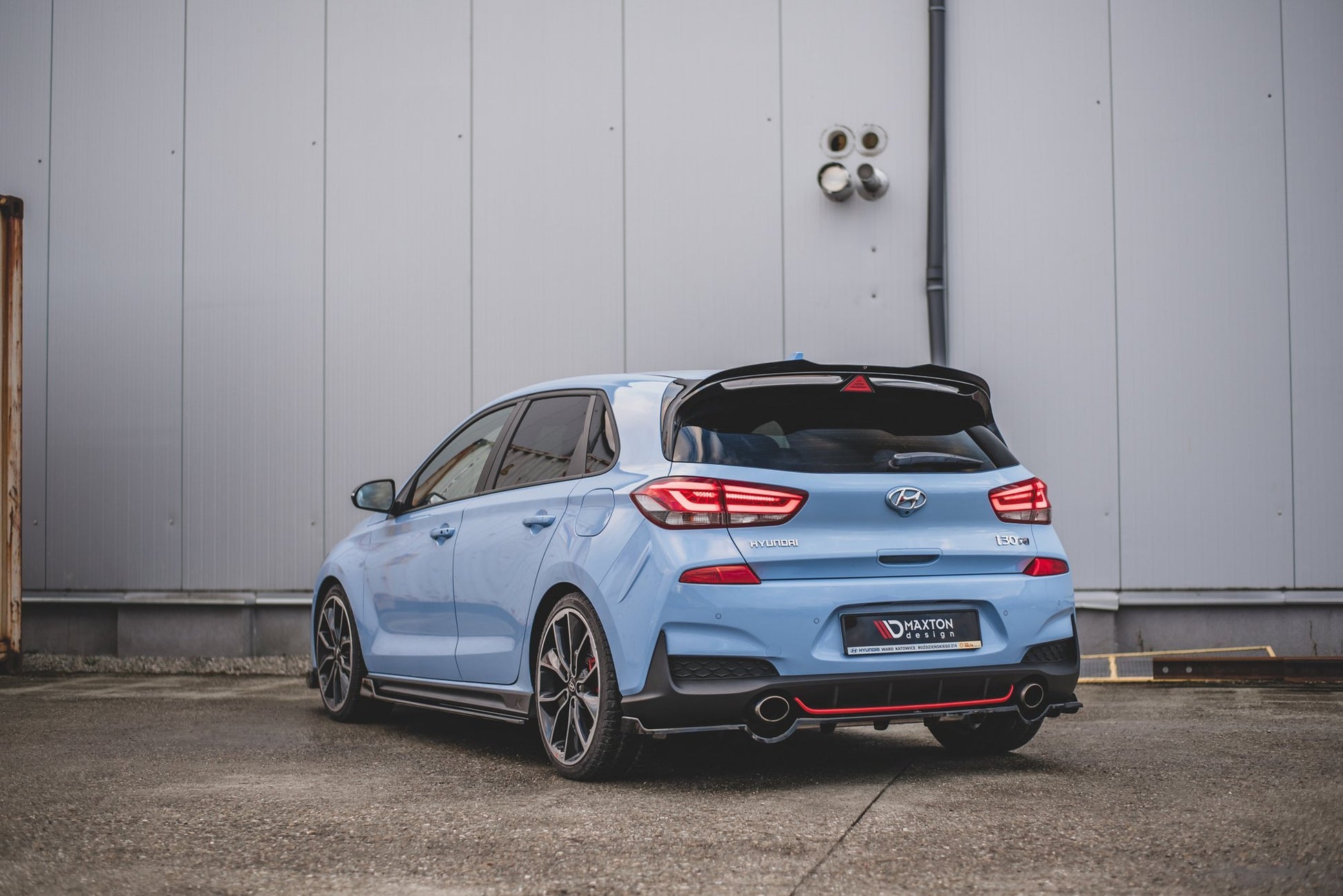 Mittlerer Cup Diffusor DTM Look Heck Ansatz für Hyundai I30 N Mk3 Hatchback schwarz Hochglanz