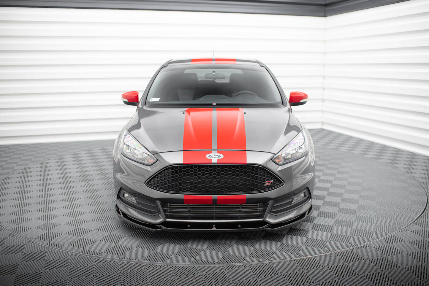 Front Ansatz V.5 für Ford Focus ST Mk3 Facelift schwarz Hochglanz