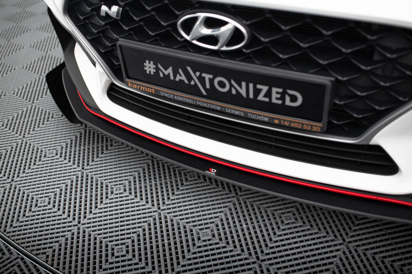 Street Pro Front Ansatz für + Flaps für Hyundai I30 N Mk3 Hatchback / Fastback schwarz Hochglanz