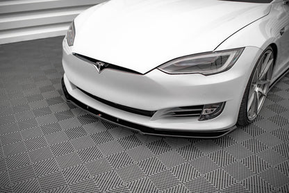 Front Ansatz V.1 für Tesla Model S Facelift schwarz Hochglanz