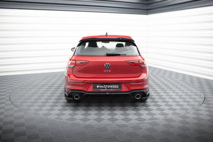 Diffusor Heck Ansatz für + Endschalldampfer Sportauspuff Attrappe Volkswagen Golf GTE / R-Line Mk8 / Mk8 Facelift