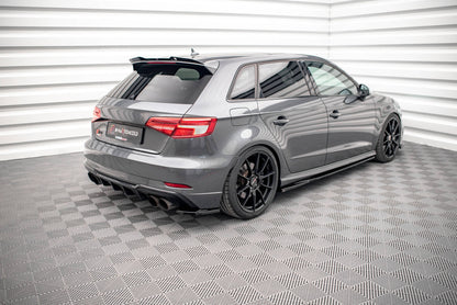 Heck Ansatz Flaps Diffusor V.1 für Audi S3 Sportback 8V Facelift schwarz Hochglanz