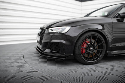 Street Pro Front Ansatz für +Flaps für V.1 + Flaps Audi RS3 Limousine 8V Facelift schwarz Hochglanz
