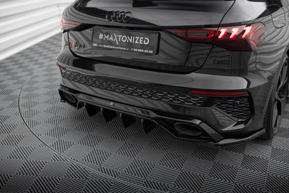 Heck Ansatz Flaps Diffusor V.2 für Audi RS3 Sportback 8Y schwarz Hochglanz