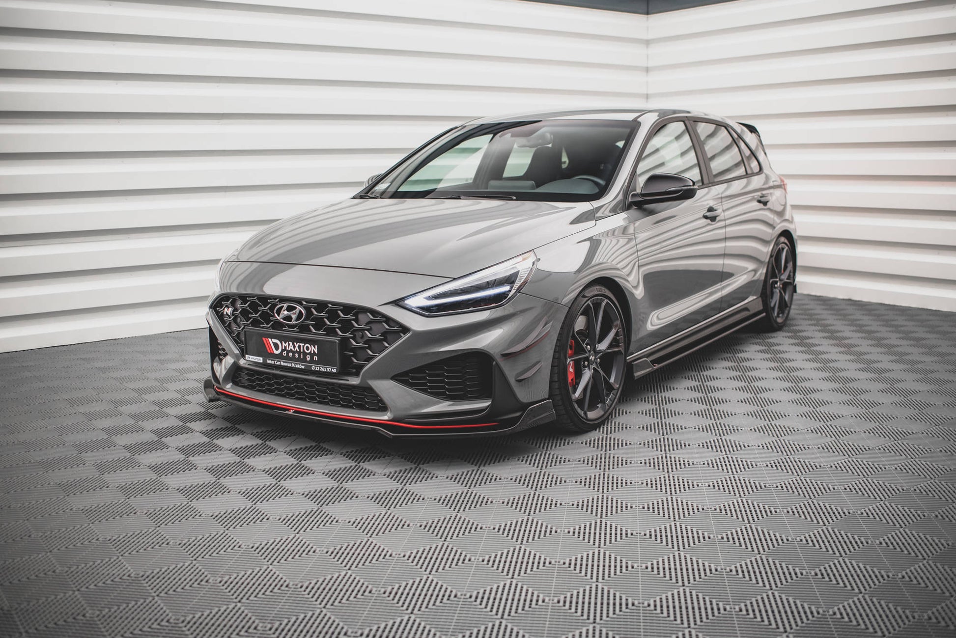 Front Ansatz V.3 für Hyundai I30 N / I30 N-Line Hatchback/Fastback Mk3 Facelift schwarz Hochglanz