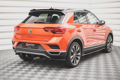 Diffusor Heck Ansatz für VW T-Roc Mk1 schwarz Hochglanz