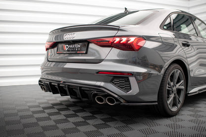 Diffusor Heck Ansatz für Audi S3 Limousine 8Y schwarz Hochglanz