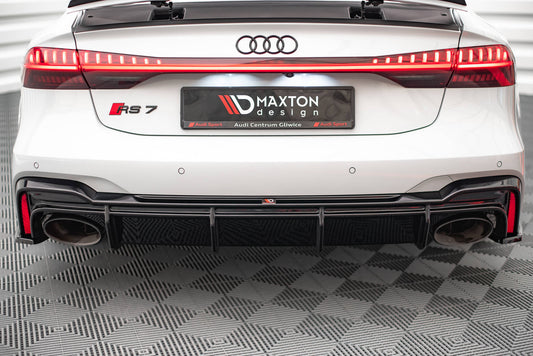 Diffusor Heck Ansatz für Audi RS7 C8 (mit AHK) schwarz Hochglanz