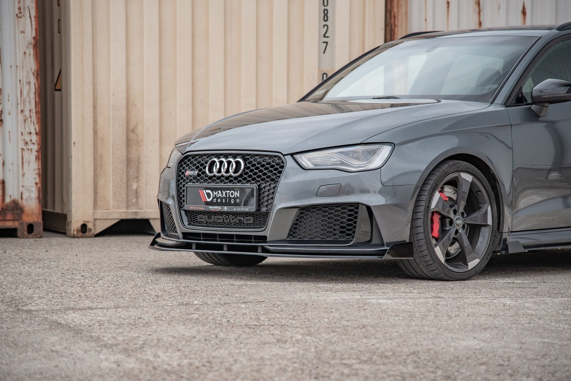 Street Pro Front Ansatz für + Flaps für Audi RS3 8V Sportback schwarz Hochglanz