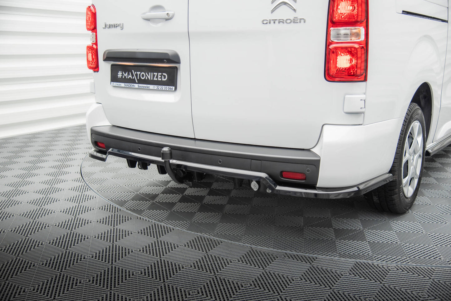 Mittlerer Cup Diffusor DTM Look Heck Ansatz für Citroen Jumpy L3 Mk3 schwarz Hochglanz
