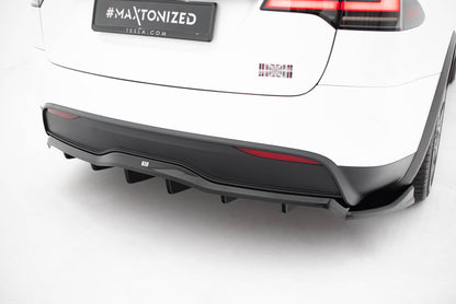Mittlerer Cup Diffusor DTM Look Heck Ansatz V.2 für Tesla Model X Mk1 Facelift schwarz Hochglanz